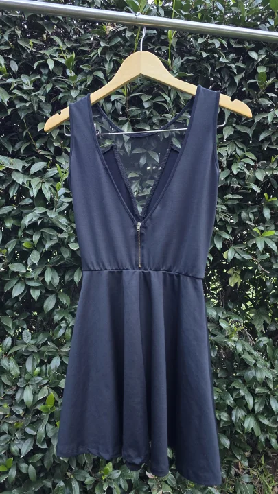 Vestido negro tul combinado